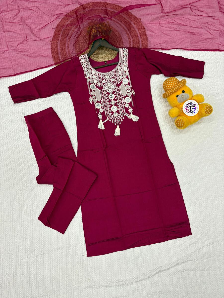 MODERN VISCOSE CHANDERI EMBROIDERY WORK TOP BOTTOM WITH DUPATTA OFFICE WEAR WHOLESALE PRICE ETHNIC GARMENT (6)