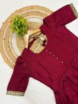 MOST PICKED VICHITRA SILK JACQUARD WORK ANARKALI TOP WITH DUPATTA FESTIVE WEAR WHOLESALE PRICE ETHNIC GARMENT (3)