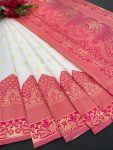 NEW ARRIVAL BANARASI LICHI SILK WEAVING WORK SAREE WITH UNSTITCHED BLOUSE FESTIVE WEAR WHOLESALE PRICE ETHNIC GARMENT (4)