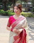 NEW ARRIVAL BANARASI LICHI SILK WEAVING WORK SAREE WITH UNSTITCHED BLOUSE FESTIVE WEAR WHOLESALE PRICE ETHNIC GARMENT (4)