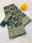 NEW ARRIVAL BANARASI SILK FLOWERS AND MINA WITH ZARI WEAVING BORDER WORK SAREE WITH UNSTITCHED BLOUSE FESTIVE WEAR WHOLESALE PRICE ETHNIC GARMENT (11)