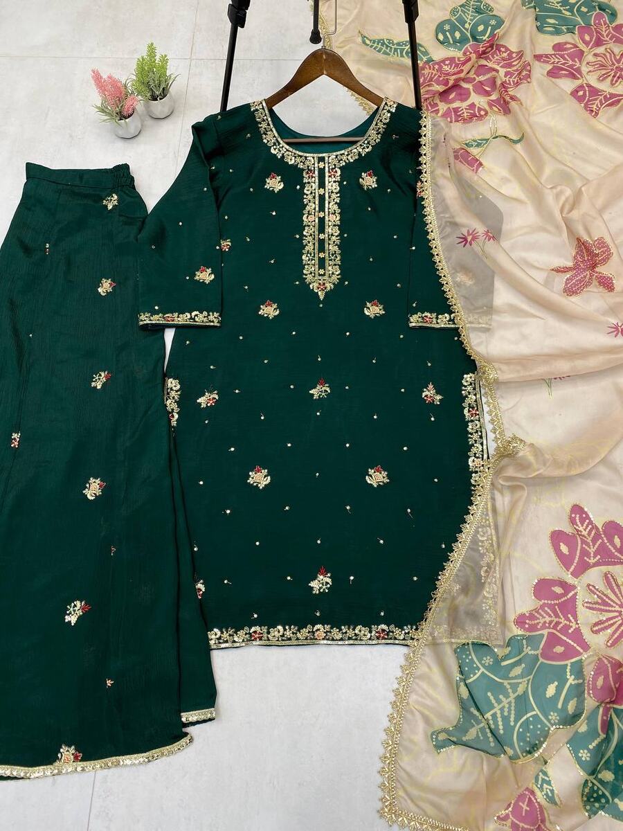 NEW ARRIVAL CHINON SEQUENCE EMBROIDERY WORK TOP PALAZZO WITH DUPATTA FESTIVE WEAR WHOLESALE PRICE ETHNIC GARMENT (8)