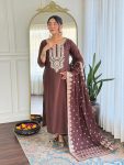 NEW ARRIVAL COTTON SILK EMBROIDERY WORK TOP BOTTOM WITH DUPATTA FESTIVE WEAR WHOLESALE PRICE ETHNIC GARMENT (3)