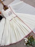 NEW ARRIVAL COTTON THREAD WORK GOWN BOTTOM WITH DUAPTTA PARTY WEAR WHOLESALE PRICE ETHNIC GARMENT(27)