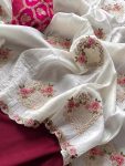 NEW ARRIVAL CRUSH SILK EMBROIDERY AND SWAROVSKI WORK BUTTA WITH CUT BORDER WORK SAREE WITH UNSTITCHED BLOUSE (5)