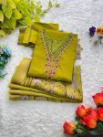 NEW ARRIVAL GADWAL SOFT SILK HANDWORK AND SEQUENCE THREAD WORK TOP BOTTOM WITH DUPATTA FESTIVE WEAR WHOLESALE PRICE ETHNIC GARMENT (20)