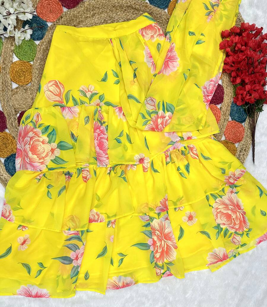 NEW ARRIVAL GEORGETTE DIGITAL PRINT WORK LEHENGA SAREE AND BLOUSE WITH ATTACHED DUPATTA PARTY WEAR WHOLESALE PRICE ETHNIC GARMENT (46)
