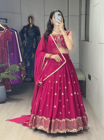 NEW ARRIVAL GEORGETTE EMBROIDERY THREAD AND SEQUENCE WORK LEHENGA CHOLI WITH DUPATTA RANI