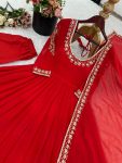 NEW ARRIVAL GEORGETTE EMBROIDERY WORK GOWN BOTTOM WITH DUPATTA WEDDING WEAR WHOLESALE PRICE ETHNIC GARMENT (5)