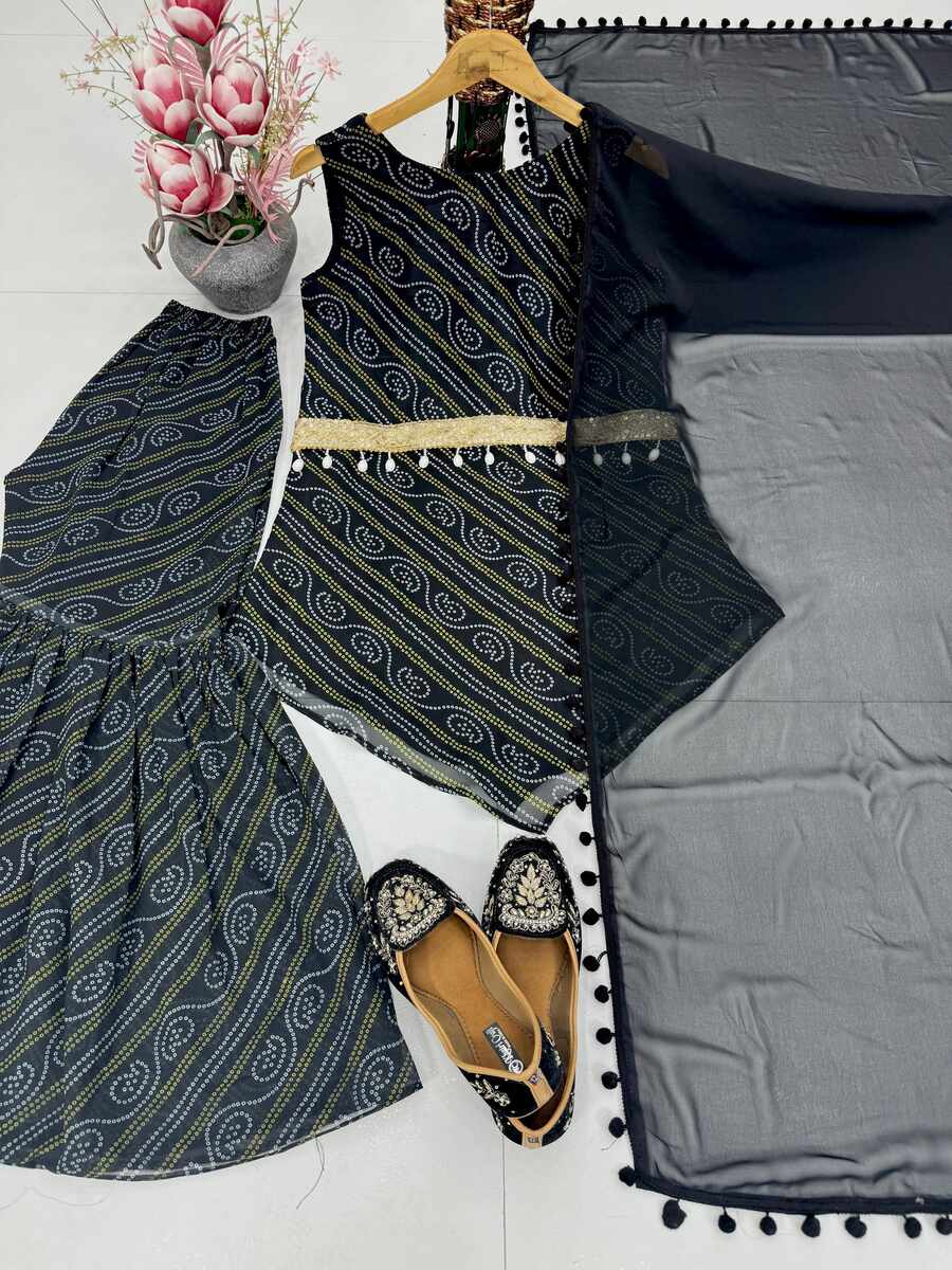 NEW ARRIVAL GEORGETTE FANCY DIGITAL PRINT WITH FANCY BELT WORK TOP SHARARA WITH DUPATTA FESTIVE WEAR WHOLESALE PRICE ETHNIC GARMENT (1)