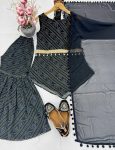 NEW ARRIVAL GEORGETTE FANCY DIGITAL PRINT WITH FANCY BELT WORK TOP SHARARA WITH DUPATTA FESTIVE WEAR WHOLESALE PRICE ETHNIC GARMENT (5)