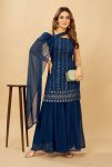 NEW ARRIVAL GEORGETTE SEQUENCE EMBROIDERY WORK TOP PALAZZO WITH DUPATTA TEAL