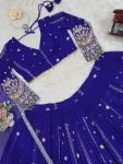 NEW ARRIVAL GEORGETTE THREAD WITH SEQUENCE EMBROIDERY WORK LEHENGA CHOLI WITH DUPATTA WEDDING WEAR WHOLESALE PRICE ETHNIC GARMENT (15)