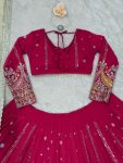 NEW ARRIVAL GEORGETTE THREAD WITH SEQUENCE EMBROIDERY WORK LEHENGA CHOLI WITH DUPATTA WEDDING WEAR WHOLESALE PRICE ETHNIC GARMENT (4)