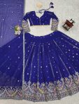 NEW ARRIVAL GEORGETTE THREAD WITH SEQUENCE EMBROIDERY WORK LEHENGA CHOLI WITH DUPATTA WEDDING WEAR WHOLESALE PRICE ETHNIC GARMENT (15)