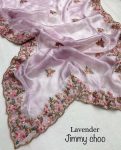 NEW ARRIVAL JIMMY CHOO SILK SEQUENCE WITH ARCO BORDER WORK SAREE WITH UNSTITCHED BLOUSE LAVENDER
