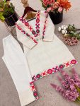NEW ARRIVAL KHADI COTTON SCHIFLI WORK WITH THREAD WORK TOP PENT SET FESTIVAL WEAR WHOLESALE PRICE ETHNIC GARMENT (27)