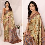 NEW ARRIVAL KHADI DIGITAL PRINTED SAREE WITH UNSTITCHED BLOUSE MINT
