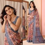 NEW ARRIVAL KHADI DIGITAL PRINTED SAREE WITH UNSTITCHED BLOUSE MULTI