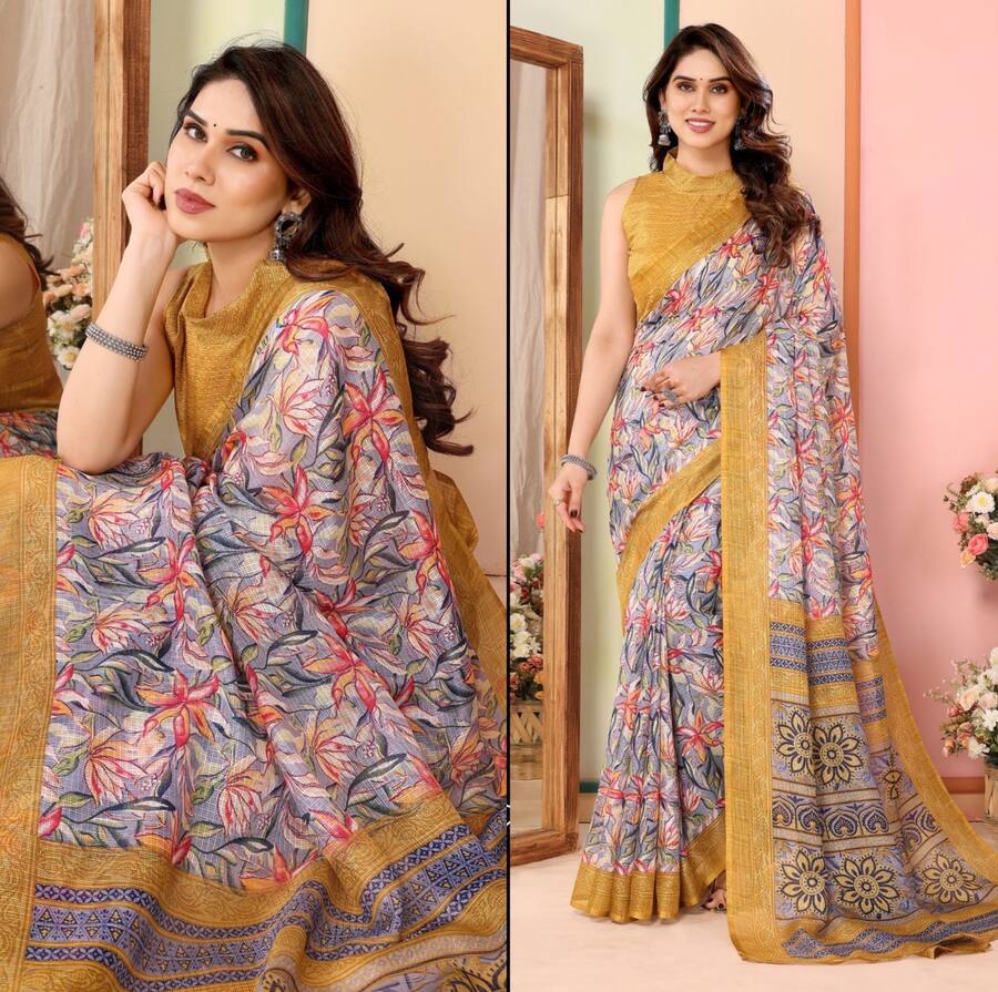 NEW ARRIVAL KHADI DIGITAL PRINTED SAREE WITH UNSTITCHED BLOUSE DAILY WEAR WHOLESALE PRICE ETHNIC GARMENT (6)