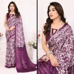 NEW ARRIVAL KHADI DIGITAL PRINTED SAREE WITH UNSTITCHED BLOUSE WINE