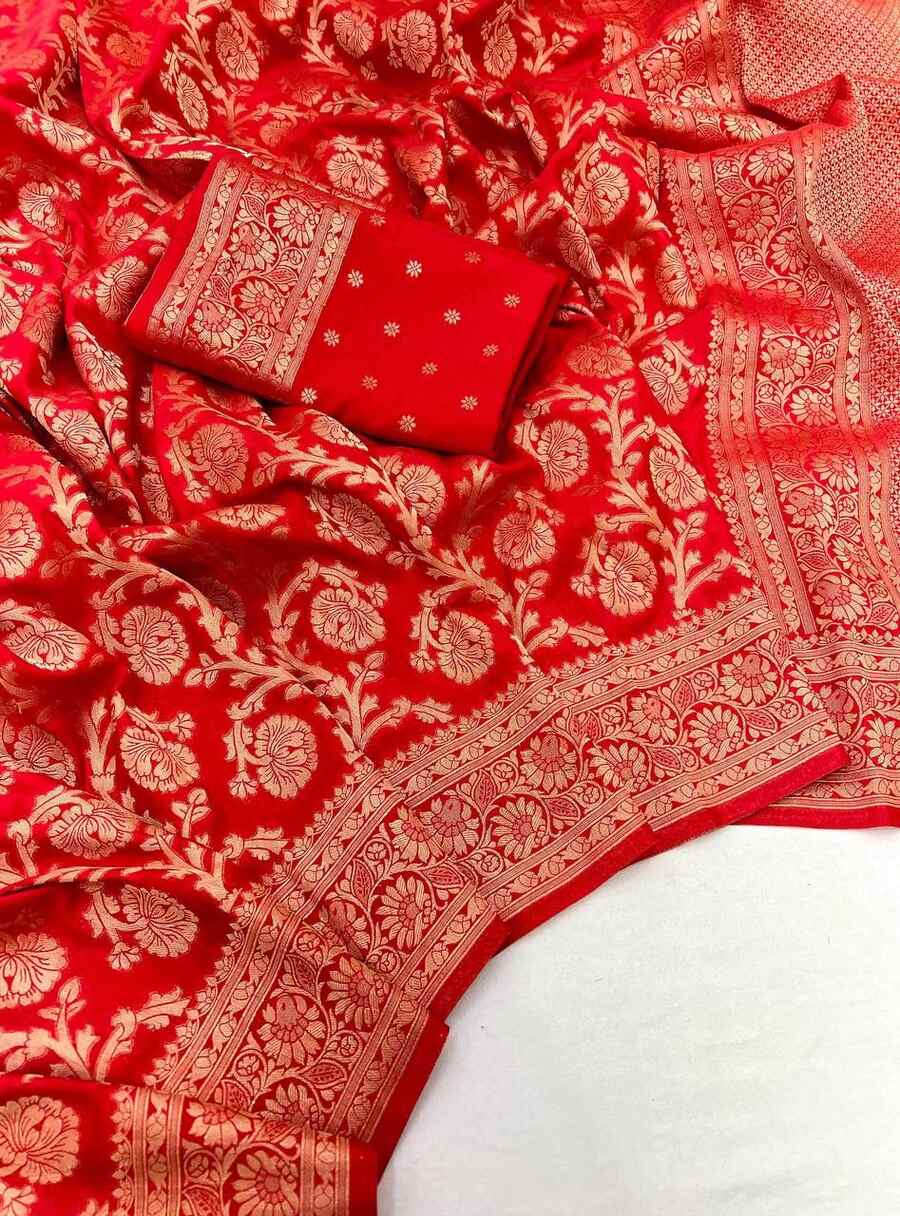 NEW ARRIVAL KHADI GEORGETTE SILK ZARI PICHWAI WOVEN WITH ZARI BUTTI WEAVING WORK SAREE WITH UNSTITCHED BLOUSE FESTIVE WEAR WHOLESALE PRICE ETHNIC GARMENT (4)