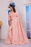 NEW ARRIVAL LICHI SILK JACQUARD WORK SAREE WITH UNSTITCHED BLOUSE FUNCTIONAL WEAR WHOLESALE PRICE ETHNIC GARMENT (5)