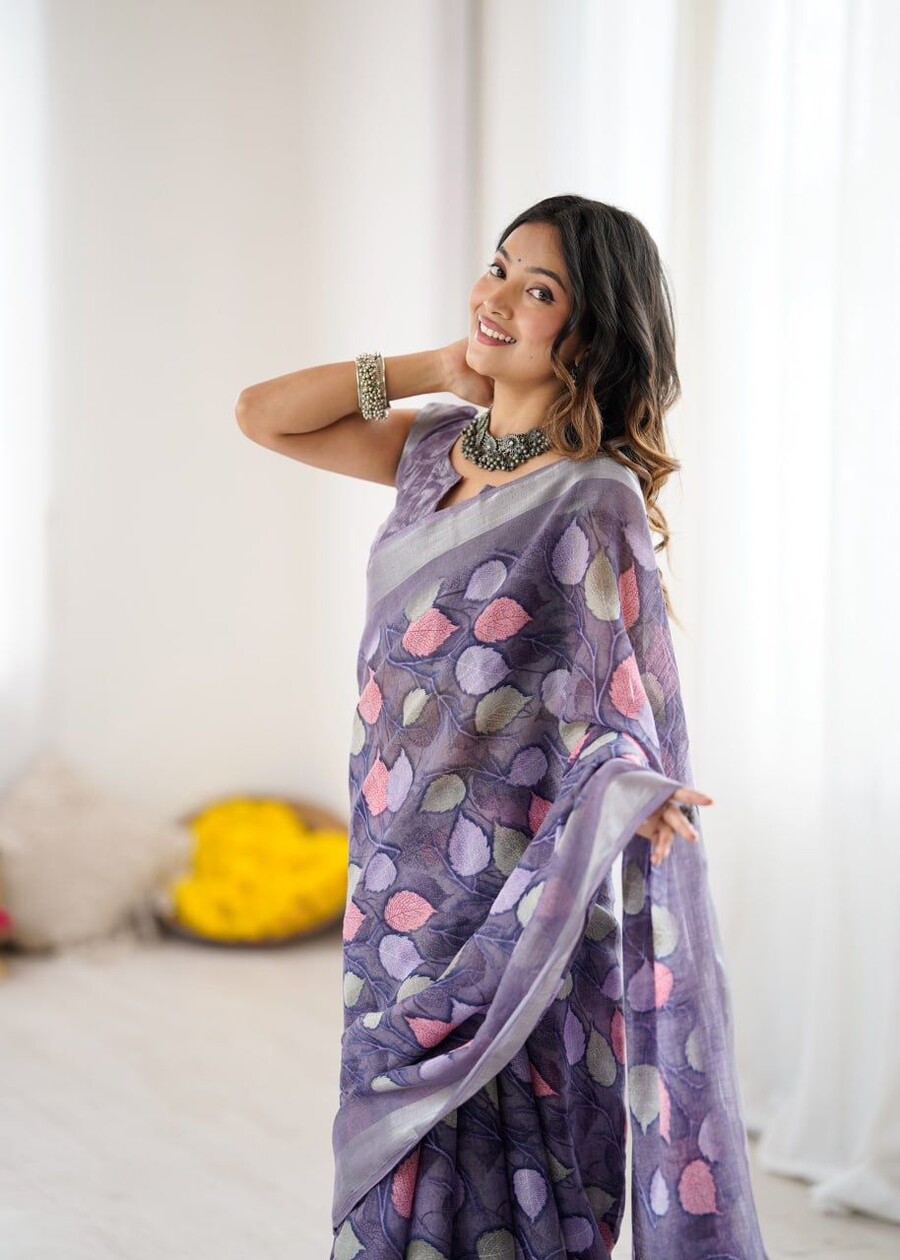NEW ARRIVAL LINEN PATTA DIGITAL PRINTED SAREE WITH UNSTITCHED BLOUSE DAILY WEAR WHOLESALE PRICE ETHNIC GARMENT (8)