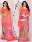 NEW ARRIVAL LINEN ZARI BORDER & DIGITAL PRINTED WORK SAREE WITH UNSTITCHED BLOUSE RED