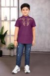 NEW ARRIVAL MAGIC COTTON FOIL PRINT WORK KID'S SHIRT PURPLE
