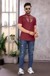 NEW ARRIVAL MAGIC COTTON FOIL PRINT WORK MEN'S SHIRT MAROON