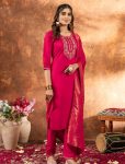 NEW ARRIVAL MARINA SILK MULTI EMBROIDERY THREAD, WITH HAND WORK TOP BOTTOM WITH DUPATTA PINK