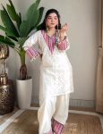 NEW ARRIVAL PURE KHADI COTTON SCHIFFLI WORK WITH THREAD WORK TOP PALAZZO SET FESTIVE WEAR WHOLESALE PRICE ETHNIC GARMENT (2)