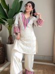 NEW ARRIVAL PURE KHADI COTTON SCHIFFLI WORK WITH THREAD WORK TOP PALAZZO SET FESTIVE WEAR WHOLESALE PRICE ETHNIC GARMENT (2)