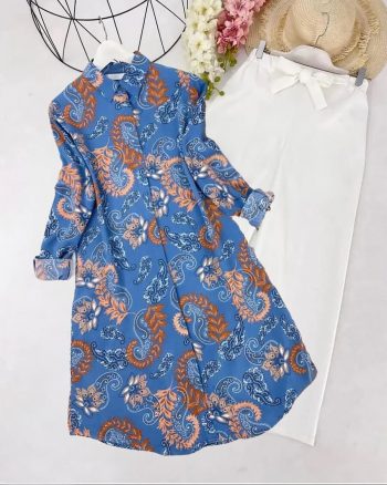 NEW ARRIVAL RAYON DIGITAL PRINT WORK KURTI WITH LYCRA PLAIN PALAZZO SET BLUE