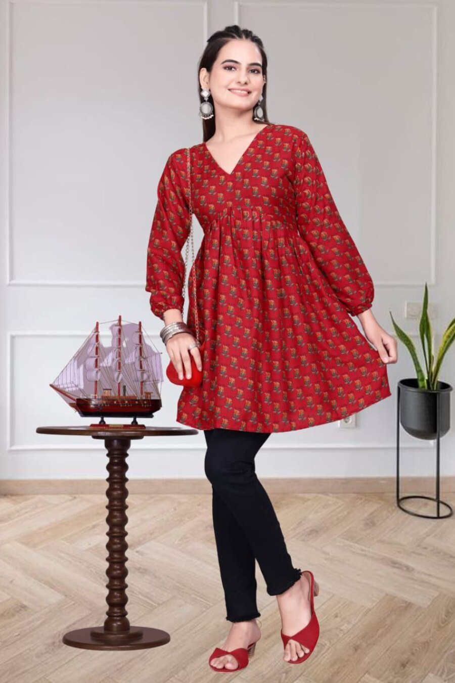 NEW ARRIVAL RAYON DIGITAL PRINT WORK ONLY TOP DAILY WEAR WHOLESALE PRICE ETHNIC GARMENT (8)