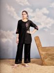 NEW ARRIVAL RAYON MULTI EMBROIDERY THREAD WORK CO-ORD SET BLACK