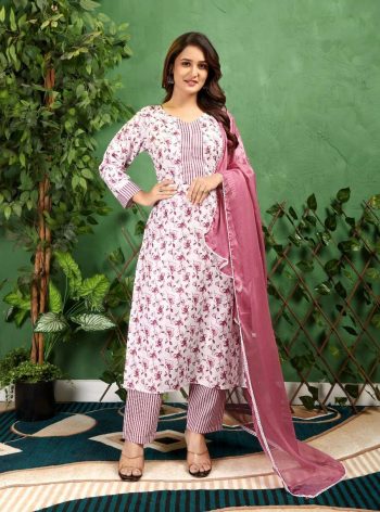 NEW ARRIVAL RAYON PRINTED WORK TOP BOTTOM WITH DUPATTA WHITE