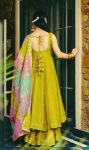 NEW ARRIVAL ROMAN SHIMMER SILK GOTA LACE BORDER WORK GOWN PALAZZO WITH DUPATTA FESTIVE WEAR WHOLESALE PRICE ETHNIC GARMENT (3)