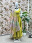 NEW ARRIVAL ROMAN SHIMMER SILK GOTA LACE BORDER WORK GOWN PALAZZO WITH DUPATTA FESTIVE WEAR WHOLESALE PRICE ETHNIC GARMENT (3)