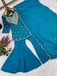 NEW ARRIVAL SHIMMER SILK EMBROIDERY WORK TOP PALAZZO WITH DUPATTA PARTY WEAR WHOLESALE PRICE ETHNIC GARMENT (4)