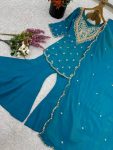 NEW ARRIVAL SHIMMER SILK EMBROIDERY WORK TOP PALAZZO WITH DUPATTA PARTY WEAR WHOLESALE PRICE ETHNIC GARMENT (4)