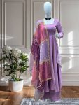 NEW ARRIVAL SHIMMER SILK PLAIN GOWN PALAZZO WITH DUPATTA FESTIVE WEAR WHOLESALE PRICE ETHNIC GARMENT (2)