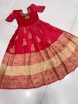 NEW ARRIVAL SILK ZARI WEAVING WORK BORDER AND HAND WORK KID’S GOWN FESTIVE WEAR WHOLESALE PRICE ETHNIC GARMENT (4)