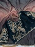 NEW ARRIVAL SPACE SILK CODING AND SEQUENCE EMBROIDERY WORK SAREE WITH STITCHED BLOUSE PARTY WEAR WHOLESALE PRICE ETHNIC GARMENT (11)