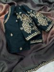 NEW ARRIVAL SPACE SILK CODING AND SEQUENCE EMBROIDERY WORK SAREE WITH STITCHED BLOUSE PARTY WEAR WHOLESALE PRICE ETHNIC GARMENT (11)