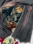 NEW ARRIVAL SPACE SILK CODING AND SEQUENCE EMBROIDERY WORK SAREE WITH STITCHED BLOUSE PARTY WEAR WHOLESALE PRICE ETHNIC GARMENT (11)