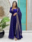 NEW ARRIVAL SPACE SILK SEQUENCE EMBROIDERY WORK GOWN WITH DUPATTA BLUE