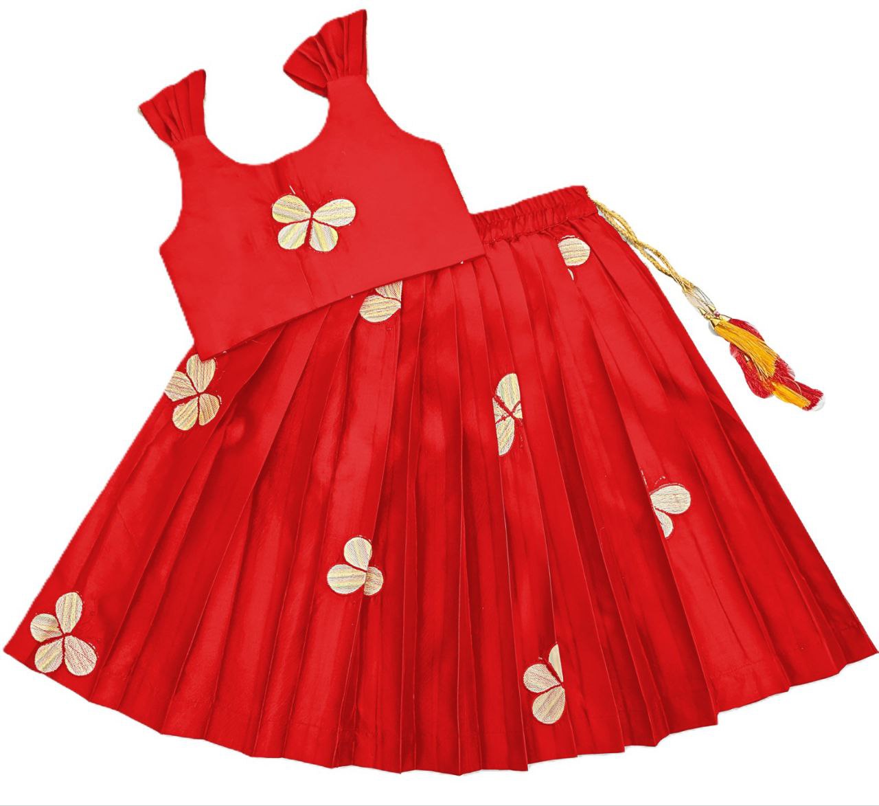 NEW ARRIVAL TAFFETA SILK EMBROIDERY WORK KID'S LEHENGA CHOLI FESTIVE WEAR WHOLESALE PRICE ETHNIC GARMENT (5)