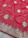 NEW ARRIVAL TWILL NET EMBROIDERY SEQUENCE WORK SAREE WITH UNSTITCHED BLOUSE PARTY WEAR WHOLESALE PRICE ETHNIC GARMENT (3)